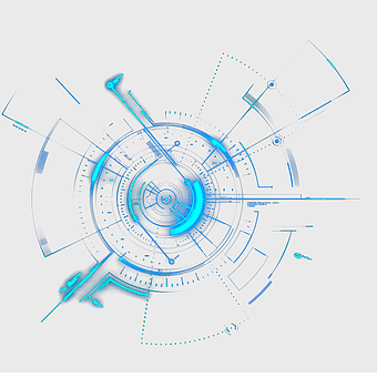 Light Circle Geometry, blue mechanical design, technology background, science and technology lines, futuristic interface elements, digital art illustration, abstract tech graphics, circular technology diagram