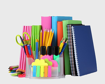 office supplies, stationery set, desk essentials, paper goods, organizational tools, workspace accessories, business materials