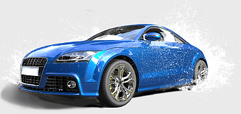 blue Audi TT coupe, car wash illustration, electric blue sports car, automotive exterior design, luxury vehicle detailing, high-performance coupe, vehicle maintenance services