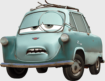 Professor Zundapp Pixar Cars, compact vintage vehicle character, animated city car movies, vintage automotive design cars, classic animated movie character, animated movie villains vehicles, animated film vehicle SEO