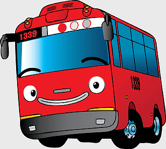 red and blue bus, tayo the little bus, cartoon bus illustration, double decker bus, public transportation vehicle, animated vehicle art, city bus design