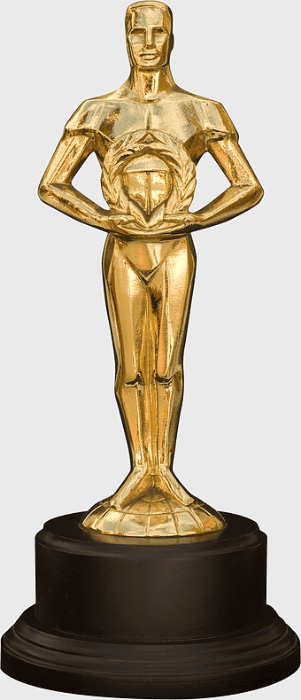 gold trophy illustration, Academy Awards statue, Oscar Awards figurine, metal monument award, cinematic achievement symbol, prestigious film recognition, golden accolade sculpture