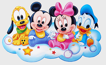 Mickey Mouse and Friends, Disney Baby Characters, Minnie Mouse Cartoon, Pluto and Donald Duck, Disney Character Stencils, Baby Disney Characters, Disney Baby Playtime