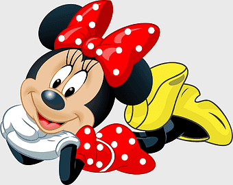 Minnie Mouse cartoon art, Walt Disney character, Minnie Mouse red polka dot bow, Disney classic characters, Mickey Mouse and friends, Disney animation style, ladybird illustration