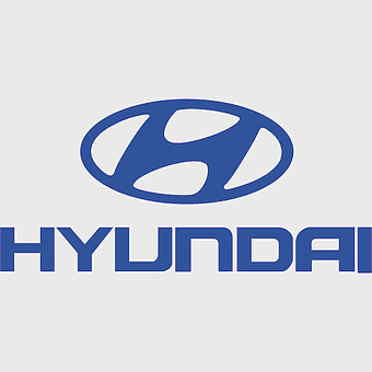 Hyundai Motor Company logo, blue car symbol, Hyundai brand decal, trademark text design, automotive emblem, Korean car manufacturer, vehicle branding icon