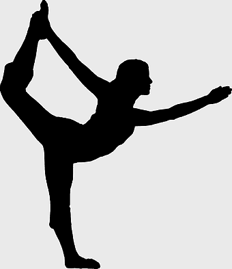 Yoga Vriksasana Silhouette, physical fitness exercise, standing yoga pose, balance and alignment, yoga silhouette art, monochrome exercise, athletic posture illustration