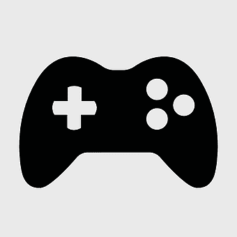 game controller icon, black gamepad design, video game accessory symbol, playstation controller graphic, gaming interface element, digital entertainment device, interactive console illustration