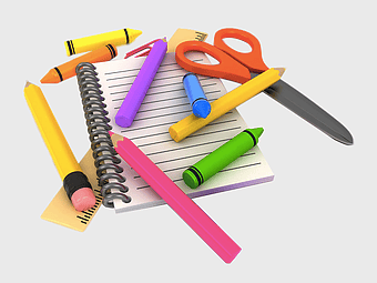 school supplies, drawing tools, pencil and scissors, stationery set, educational materials, classroom essentials, art supplies for kids