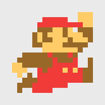 Mario pixel art, Super Mario Bros 3 character, 8-bit Nintendo hero, Mario Kart 8 icon, retro gaming sprite, pixelated video game character, classic Mario illustration