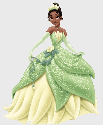 Tiana Disney Princess, Princess and the Frog gown, Tiana cartoon character, Disney Princess figurine, royal attire, fairy tale princess, animated princess dress