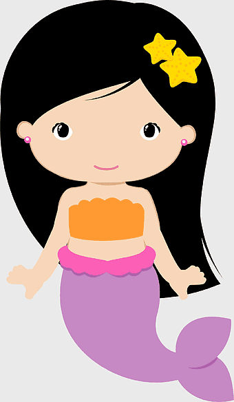 purple mermaid cartoon, little mermaid character, mermaid with black hair, happy mermaid animation, underwater fantasy art, cute mermaid illustration, starfish mermaid accessory