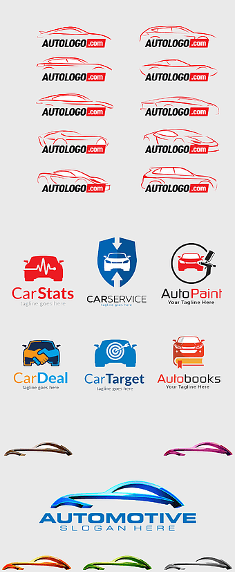 automotive logo design, car service logo template, motor vehicle service mark, auto mechanic logos, vehicle branding icons, transportation industry symbols, automotive repair shop emblems