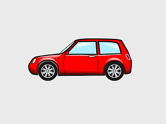 cartoon car silhouette, red compact car, city vehicle design, play vehicle illustration, animated car graphic, vehicle icon art, automotive