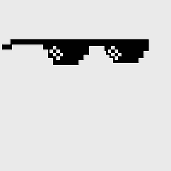 pixel art sunglasses, thug life meme, black and white pixelation, retro gaming graphics, digital art culture, minimalist pixel design, vintage pixel style