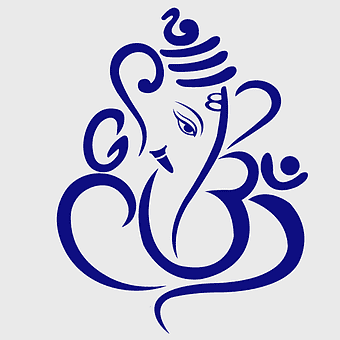 Ganesha line art, Hindu deity illustration, black and white Ganesha drawing, Mahadeva symbol, spiritual iconography, divine elephant god, sacred art design