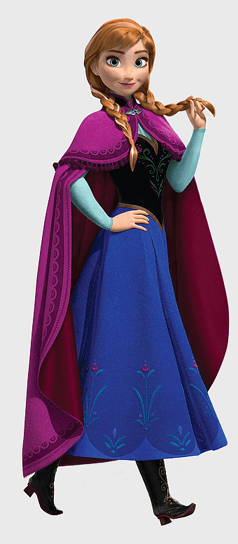 Anna Frozen character, purple cape princess, Disney Frozen illustration, formal dress design, winter fantasy theme, royal attire fantasy, animated princess art, fantasy costume design