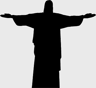 Christ the Redeemer silhouette, Corcovado monument, Rio de Janeiro religious icon, Brazil Christ statue, spiritual art symbol, iconic Christian figure, famous world landmark