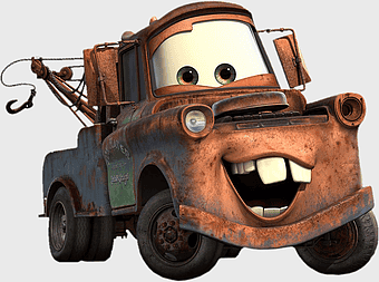 Cars Towmater art, Lightning McQueen Pixar, tow Mater vehicle, Cars Maternational Championship, animated car character, vintage tow truck, Pixar film artwork, cartoon vehicle design