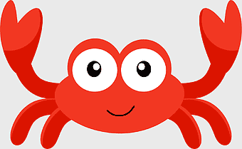 crab cartoon, smiley crustacean, red invertebrate, fictional crab character, marine life illustration, cheerful sea creature, animated ocean animal