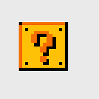 Super Mario Bros mystery block, Super Mario 3D World pixel art, New Super Mario Bros question mark, Mario Bros pixelated logo, retro gaming graphics, classic video game elements, pixelated mystery box