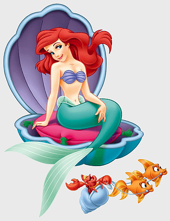 Princess Ariel, Little Mermaid, Ariel and Sebastian, mermaid undersea adventure, Disney cartoon characters, mythical sea creatures, underwater fantasy art