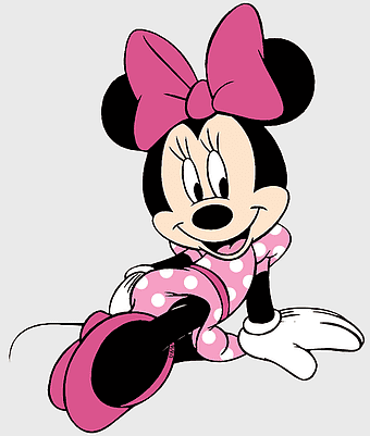Minnie Mouse illustration, Minnie Mouse pink bow, Disney cartoon character, Mickey Mouse Clubhouse, polka dot dress, classic Disney art, animated mouse icon