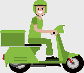 motorcycle courier service, green motorcycle delivery, express delivery courier, green motor vehicle, eco-friendly delivery service, urban delivery worker, sustainable courier service