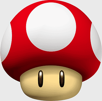 Super Mario Bros mushroom, Mario Kart Wii power-up, red and white gaming item, New Super Mario Bros collectible, Nintendo character accessory, video game power mushroom, classic gaming iconography