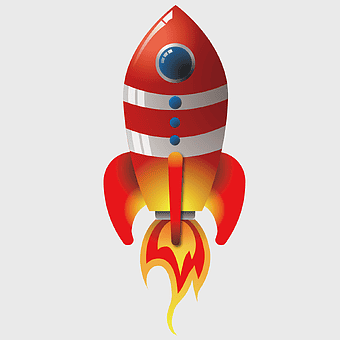 cartoon rocket toy, orange and red spacecraft, rocket launch illustration, cartoon eyes design, space exploration vehicle, playful rocket graphic, animated space travel