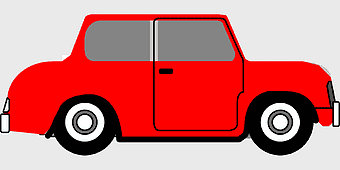 red animated cartoon car, compact vehicle illustration, retro automotive design, classic car animation, simple car graphic, vintage vehicle art, miniature model depiction