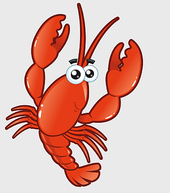 cartoon lobster, orange crustacean, cute seafood illustration, animated ocean creature, marine life art, underwater character, vibrant sea animal