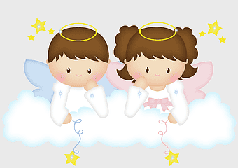 Baptism Angel, First Communion Sacrament, cartoon child angels, Eucharist illustration, heavenly friendship, divine innocence, spiritual celebration