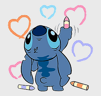 Disney Stitch heart drawing, Lilo & Stitch Trouble in Paradise, Walt Disney Company character, Lilo Pelekai sticker, cartoon illustration, cute alien art, playful doodle design