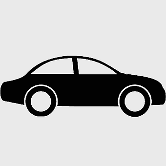 compact car outline, cartoon vehicle drawing, black and white car icon, monochrome car symbol, simple car silhouette, minimalistic vehicle design, automotive line art