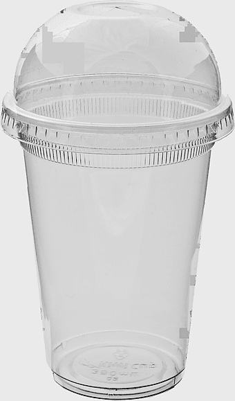 empty plastic cup, dome lid plastic cup, smoothie cup with lid, plastic drinkware, clear plastic container, disposable beverage cup, takeaway cup with dome lid