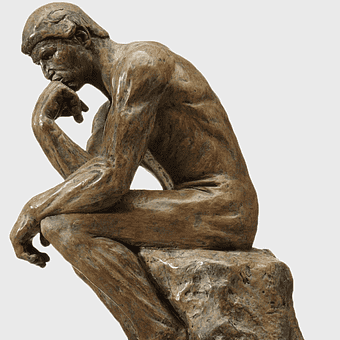The Thinker stone sculpture, Auguste Rodin masterpiece, contemplative art figure, intellectual history monument, bronze statue replica, philosophical art piece, cultural heritage icon