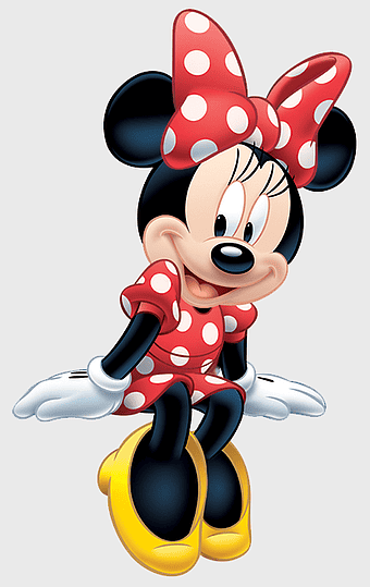 Minnie Mouse, polka dot dress, cartoon character, Walt Disney Company, Disney animation, iconic mouse ears, playful pose