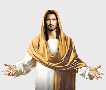 Jesus Christ resurrection, Holy Face of Jesus, Son of God depiction, Messiah with open arms, divine presence, religious iconography, spiritual enlightenment