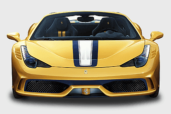 2015 Ferrari 458 Speciale, Yellow Ferrari Front View, Ferrari 458 Speciale Maranello, 2014 Paris Motor Show Car, high-performance sports car, luxury Italian automobile, iconic prancing horse logo