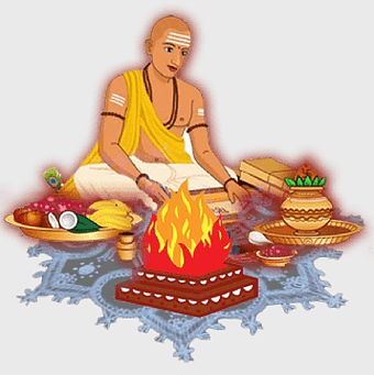 Pandit Puja Ji, Hindu Priest performing Puja, Durga Maa worship, Vedic Astrology rituals, spiritual meditation practices, traditional Hindu offerings, sacred fire ceremony