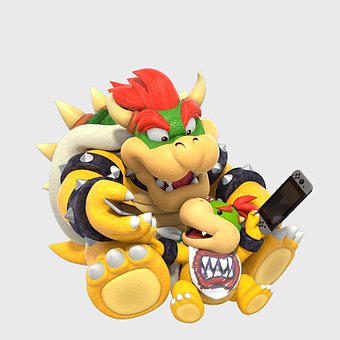 Bowser Jr. figurine, Super Mario Bros. Nintendo Switch, Koopalings toy, yellow Bowser Jr., Nintendo Switch gaming accessories, Mario series collectibles, Bowser Jr. plush toy