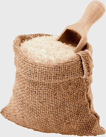 brown sack of rice, gunny sack rice, white rice packaging, jute rice sacks, eco-friendly rice storage, natural grain container, rustic food presentation