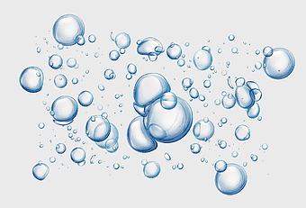 floating bubbles illustration, fine water droplets bubble, water drop poster blue moisturizer, cream text cosmetics drop, water droplet cluster, moisturizing essence, nature-inspired skincare