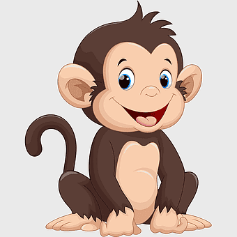 happy little monkey, brown and beige monkey, cartoon animals, primate, playful animal illustration, cheerful wildlife art, animated nature character, fun jungle creature