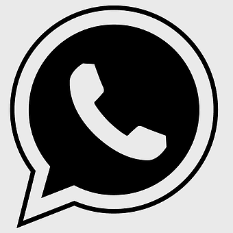 WhatsApp logo, monochrome, black silhouette, mobile phones, icon, symbol, black and white, area