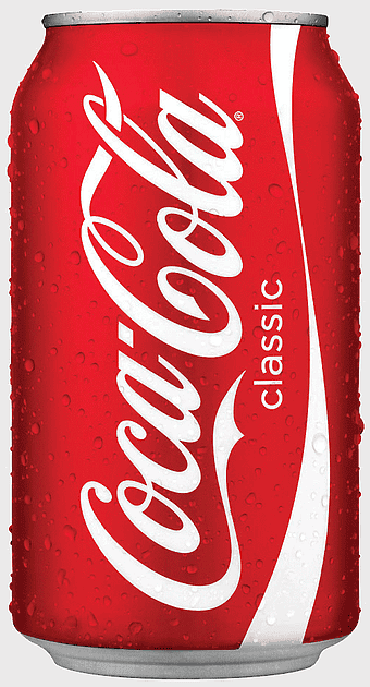 Coca-Cola can, soft drink beverage, Coca-Cola classic, carbonated soda, refreshing drink, iconic soda brand, chilled soda can