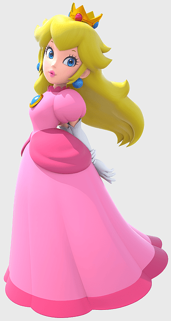 Princess Peach illustration, Super Mario Bros. 2 character, Nintendo video game princess, pink dress princess, fantasy kingdom ruler, royal video game character, princess in crown