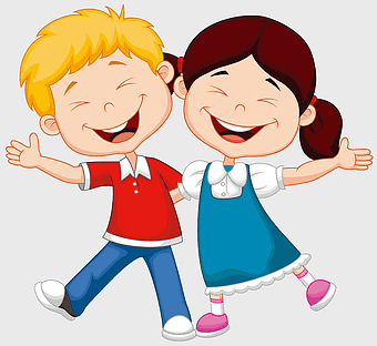 cartoon child illustration, smiling boy and girl, happy children, friendship, playful kids, cheerful kids art, children's art print, kids illustration design