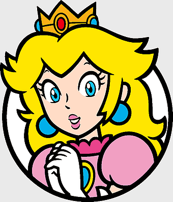 Princess Peach Paper Mario, Super Mario Bros character, Nintendo video game art, Mario series decal, cartoon princess illustration, gaming character design, royal character iconography