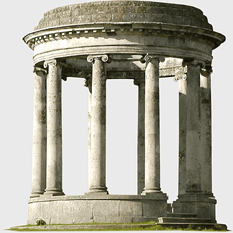 stone carving columns, medieval architectural sculpture, ancient Greek temple structure, outdoor historic site, classical column design, ancient Roman monument, art